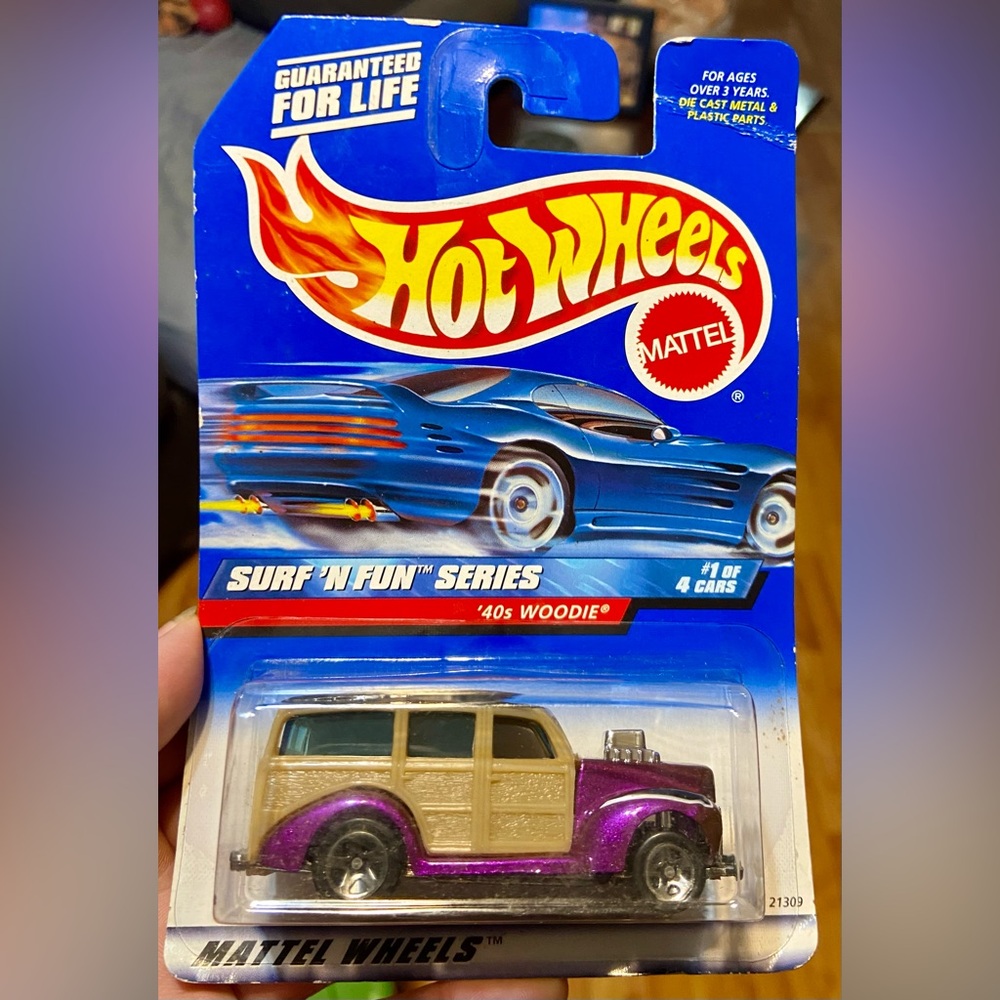 '40s Woodie Kids Toy Car - Purple and Tan